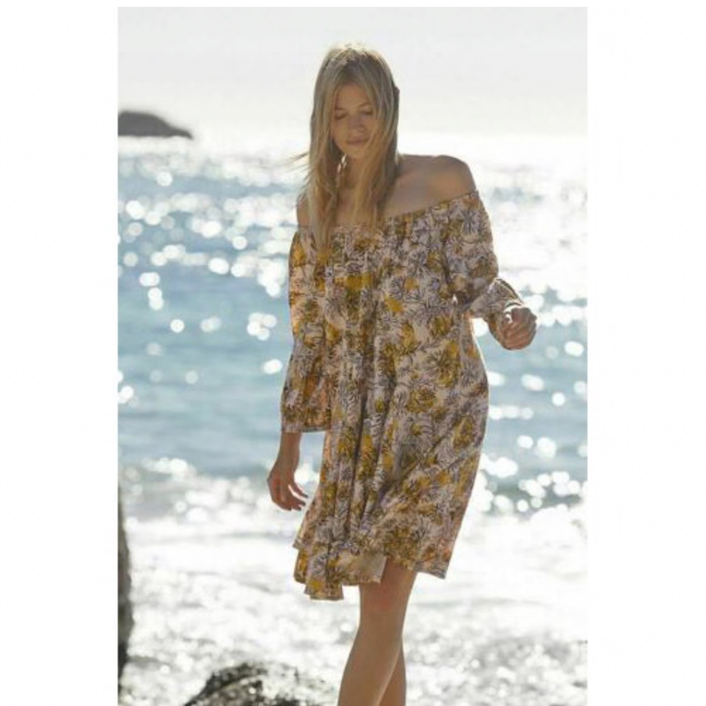 Daily Practice Anthropologie Mollie Tunic Dress Floral Off Shoulder Cover Up S - Picture 9 of 11
